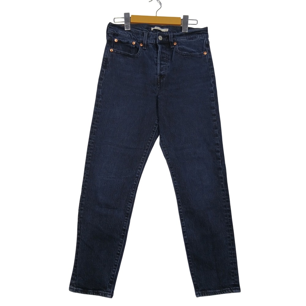 Levis Premium Wedgie Straight Jeans Dark Indigo Stretch Denim 28 High Rise